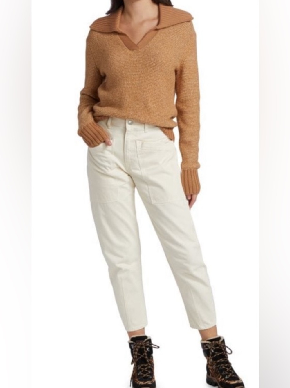 Veronica Beard Charlie Barrel Leg Jeans In Ecru